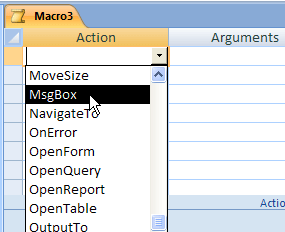 Select a macro action