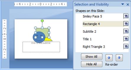 Selection and Visibility Pane