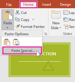show paste special option