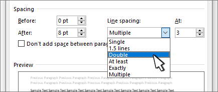 Line spacing options