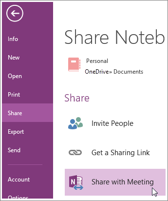 Share notes with participants in a meeting