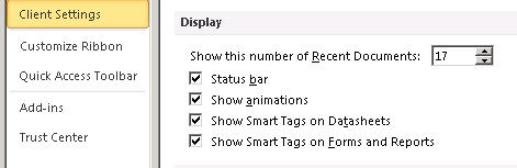 Focused view of the Display Setting options