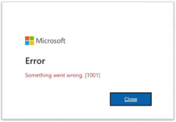Something went wrong error in Microsoft 365 apps
