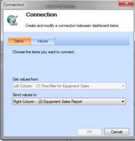 Connection dialog box for scorecard