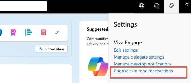 Screenshot shows settings menu in web app.