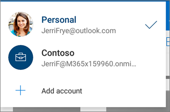 Switching between accounts in the OneDrive app for Android