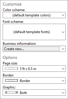 Screenshot of Publisher customize and options selections.