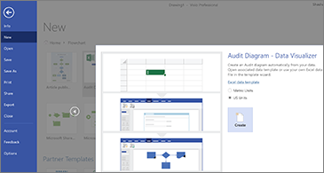 First page of the Audit diagram template wizard