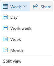 Select calendar view or turn split view on or off.