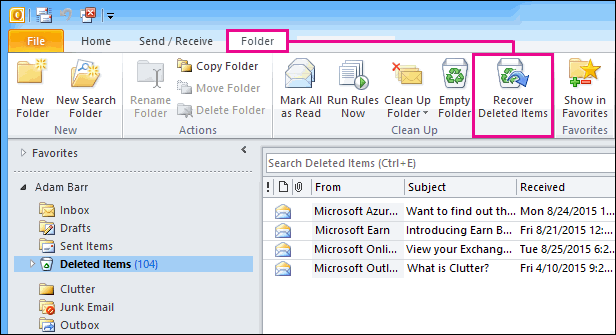 How To Purge Entire Folders From Deleted Items Recovery Dallasmpo