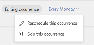 Screenshot showing edit occurrence options for a scheduled recurring task list.