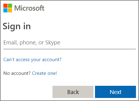 Microsoft Sign-in Screenshot
