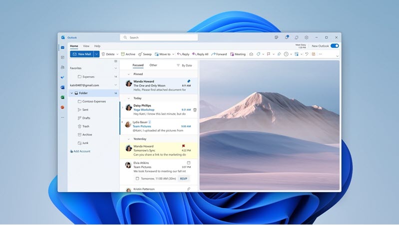 The new Outlook app (Image by Microsoft)