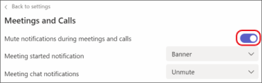 turn off notifications during meetings and calls