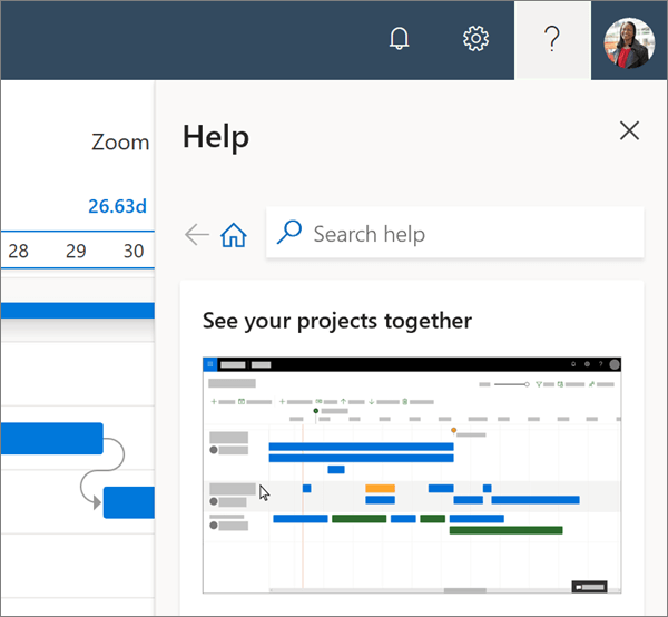 The Learn More help pane in Project