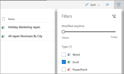 Screenshot of fitering the Shared with me view in OneDrive for Business