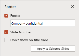 Footer pane for PowerPoint for the Web for selected slides