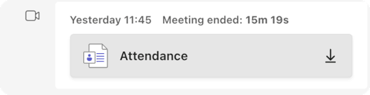 Attendance CSV card in meeting chat