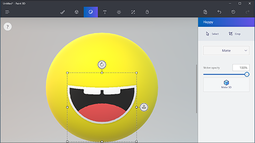 Using the sticker tool in Paint 3D