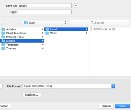 Save As dialog for Mac