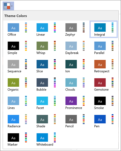 List of theme colors