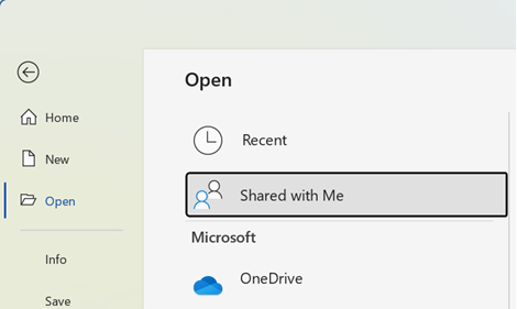 Click File > Open > Shared with Me to see the list of files others have shared with you