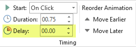 The Delay option for animation effects in PowerPoint