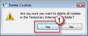 In the Delete Cookies dialog box, click Yes.