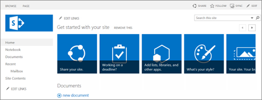 Screenshot of SharePoint 2013 site