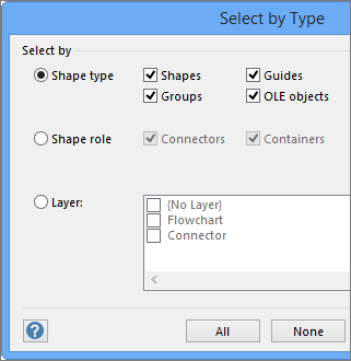 In Select by Type, specify selection by type, role, or layer.
