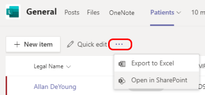 3 dots and Open in SharePoint option