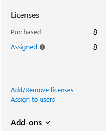 Add-ons button used to purchase add-ons.