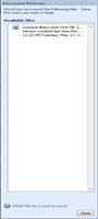 The document recovery pane, showing a recovered filed in Word.