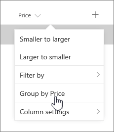 Groupby option on column header menu