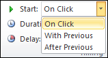 Start options for animations in PowerPoint