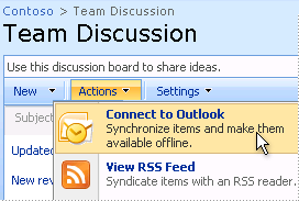 connecting a discussion board to outlook