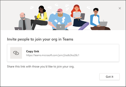 Invite people to join your org screen