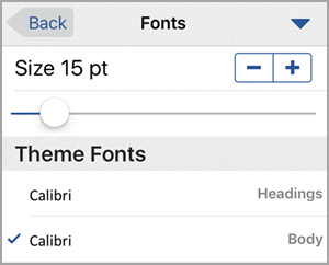 Select font size