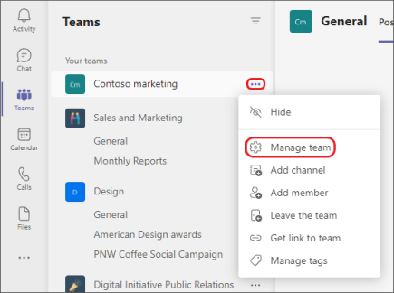 Manage team settings