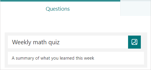 Title and description sample for a quiz in Microsoft Forms