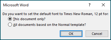 how to default font in word