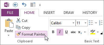 Copy text formatting with the Format Painter.