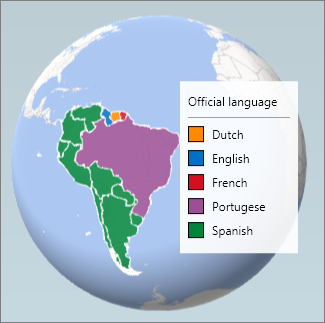 Region chart showing languages spoken in South America