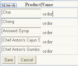 Order appears in the ProductName column for every product in the list