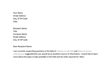 A letter requesting an informational interview