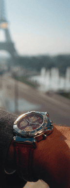 Closeup of wristwatch on man's arm