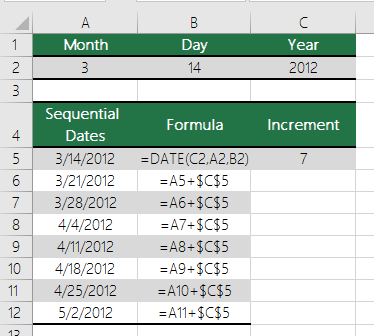 Increase or decrease a date by a certain number of days