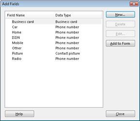 The Add Fields dialog box