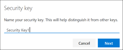 Security info page, naming your security key