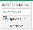 Rename a PivotTable from PivotTable Tools > Analyze > PivotTable Name box